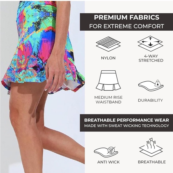 Donna Jo Ultimate A-Line Activeware Blue Multi Dri Fit Skort Size Medium - Picture 2 of 14